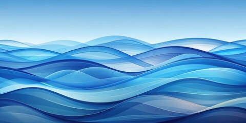 Fototapeta premium Serene Abstract Ocean Wavescape A Captivating Display of Blue Hues and Flowing Lines, Evoking a Sense of Calm and Tranquility