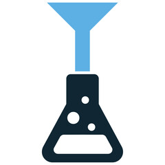 Lab funnel icon vector for liquid transfer, filtration, and pouring. Useful for illustrating chemistry experiments, scientific procedures, and lab work.