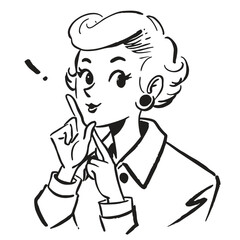 one fashionable women in a 1950s-inspired black-and-white cartoon style, bold lines, confident poses, one in a skirt suit, the other in a short skirt and sweater, mid-century modern illustration style