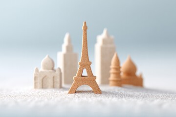 Miniature landmarks create charming cityscape, highlighting arch