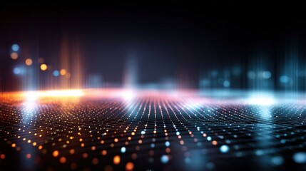 Abstract Data Visualization: Glowing Dots Forming a Digital Network, Representing Connectivity and Technology