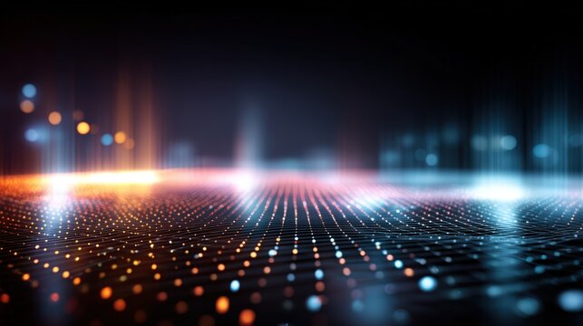 Abstract Data Visualization: Glowing Dots Forming a Digital Network, Representing Connectivity and Technology