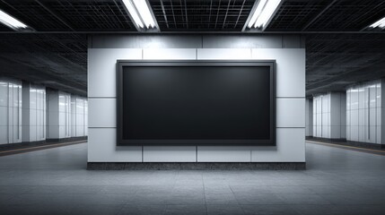 Fototapeta premium Blank Billboard Advertisement Space in Urban Subway Environment for Marketing and Promotional Campaigns