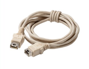 Beige coiled data cable