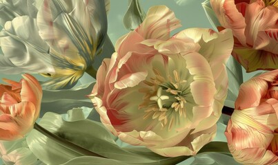 Obraz premium Elegant tulip flowers with soft petals in artistic floral still life