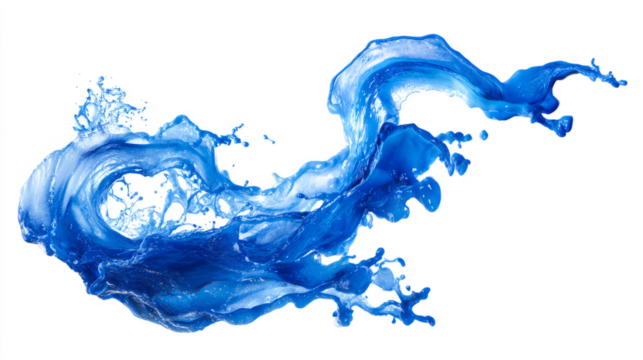 Liquid arc flying mid-air, dynamic perspective, blue transparent glow - Powered by Adobe