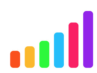 Colorful business bar chart with arrow, modern infographic design.Vibrant multicolor bar chart for business analytics, modern flat design, perfect for finance and data presentations.