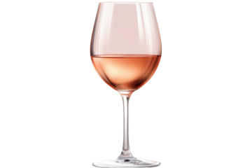 Elegant glass filled with rose wine set against a transparent background, perfect for showcasing summer gatherings and celebrations