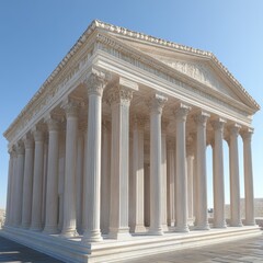 Naklejka premium Old Greek buildings had pillars. Imagine a white marble building with columns, like a Roman temple. [44a4eb3d-c94b-411b-8275-60402b645204] --v 6.1 Job ID: 67cb9763-42a4-4d37-adfe-961a909fbe94