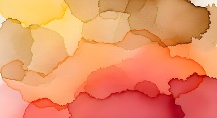 Obraz premium Abstract watercolor painting with blended shades of yellow orange and red creating a fluid effect