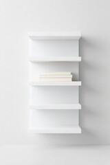 Minimalist white shelving unit showcasing simple, elegant design