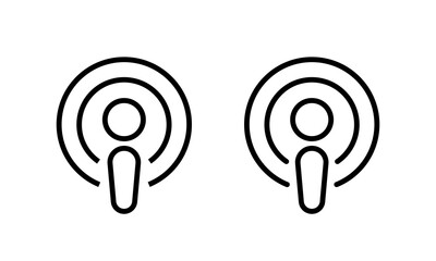 Podcast outline icon. Audio streaming and broadcasting symbol. Editable stroke