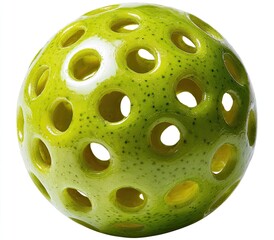 Fototapeta premium A vibrant lime-green sphere, intricately pierced with numerous circular holes