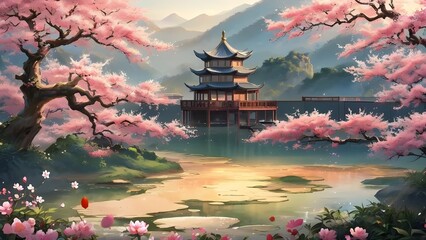 Obraz premium Japanese castle in spring