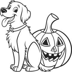 Obraz premium Retriever dog with pumpkin vector, Halloween vector file