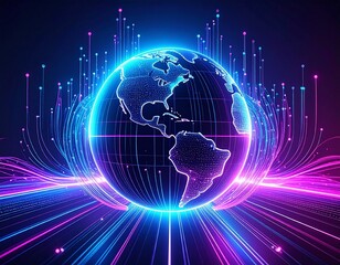 Fototapeta premium Artificial Intelligence Concept with Holographic Globe and Data Streams