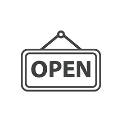 Vector illustration of open sign isolated on white background