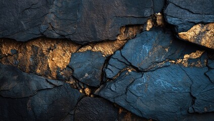Dark, fractured stone with gold flecks