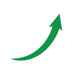 Vector illustration of green upward growth arrow isolated on white background