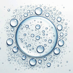 Transparent water drops on isolated background realistic liquid water drop top view condensation effect fresh cool wet spray bubble splash surface pattern clean water-drop