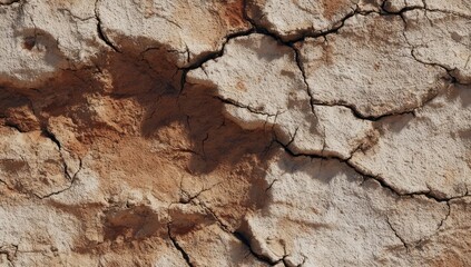 Fototapeta premium Cracked, light beige and terracotta-colored earth