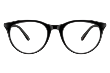 Classic black rimmed eyeglasses displayed on a clear background highlighting their simple yet elegant design suitable for various styles and occasions