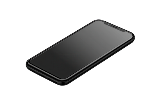 Smartphone mockup template showcasing a sleek, modern design suitable for app presentations and digital marketing, featuring a dark frame and blank screen in a seamless setting