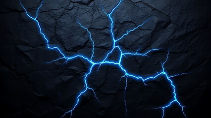 Black Stone Texture with Metallic Blue Cracks Wallpaper