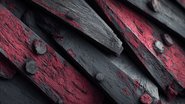 Rustic Wood Panels with Dark Red Stain