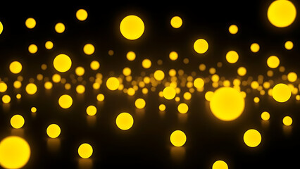 Neon Yellow Abstract Circles on Matte Black Digital Wallpaper