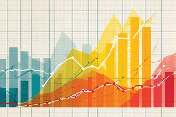 Dynamic visualization of multi-variable data trends displayed through vibrant lines and bars showcasing growth patterns across various categories