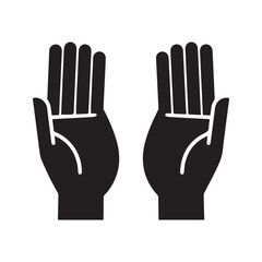 Open praying hands silhouette, symbol of Islamic prayer (dua), supplication, and worship.
