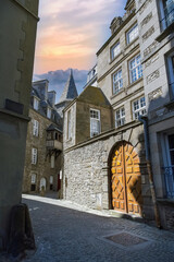 Saint-Malo, beautiful city in Brittany, old houses in the historic center
