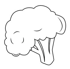 Cute cartoon hand drawn vector  broccoli outline.