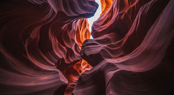 Captivating view of Antelope Canyon's winding sandstone walls - Powered by Adobe