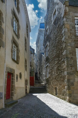 Saint-Malo, beautiful city in Brittany, old houses in the historic center
