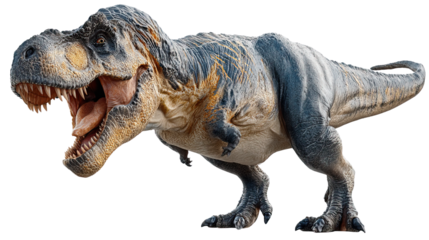 Tyrannosaurus Rex in All Its Glory: Witness the majestic Tyrannosaurus Rex in striking detail, showcasing its formidable presence and the fascinating texture of its skin.