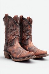 Pair of brown distressed cowboy boots