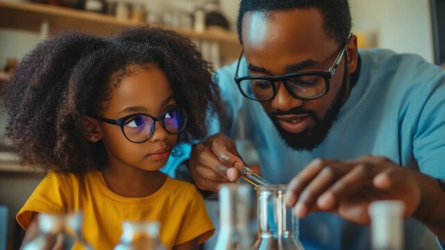 Father and daughter doing science experiment together - Powered by Adobe