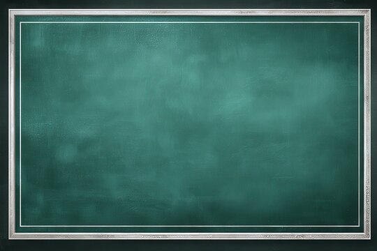 Green chalkboard with white border suitable for classroom or educational settings, presented in a low-resolution format capturing its texture and color