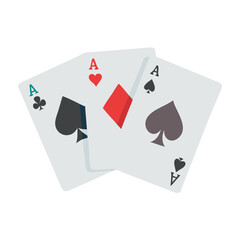 Four aces playing cards set. Poker hand winning combination. Casino gambling game concept. Vector illustration of spades, hearts, diamonds, and clubs card symbols. See Less