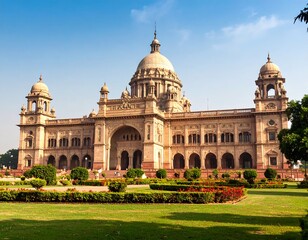 Obraz premium Grand historical building in garden setting