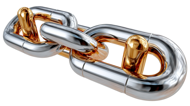 Chain of Strength: A close-up shot showcasing an elegant chain composed of interlocking metal links, signifying durability and unity.