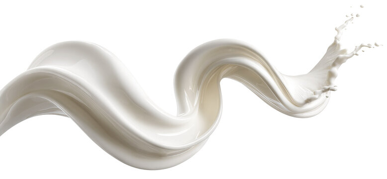 Smooth flowing wave of fresh milk splash, isolated on transparent cutout background