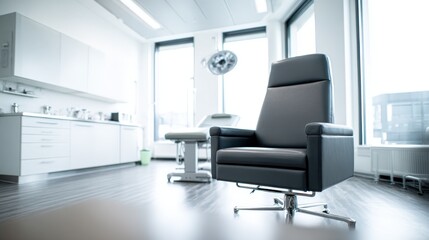 Modern Doctor's Office Interior with Examination Chair and Equipment for Medical Clinic or Hospital