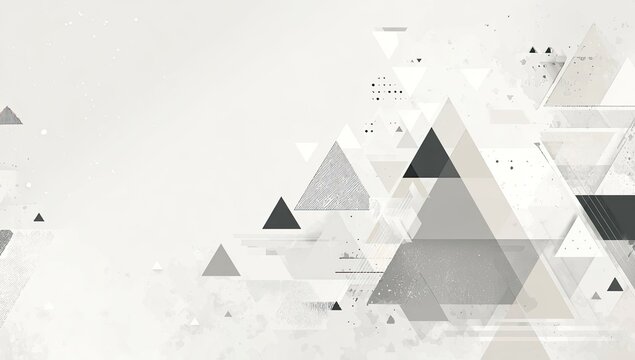 Abstract geometric design.  A multitude of overlapping, varying shades of gray and white triangles creates a dynamic and modern composition.  Light and airy