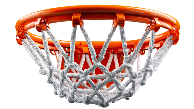 Basketball Hoop: Close-up shot of a basketball hoop against a vibrant backdrop. Capturing the iconic image of sporting excellence, this shot brings a sense of energy and anticipation.