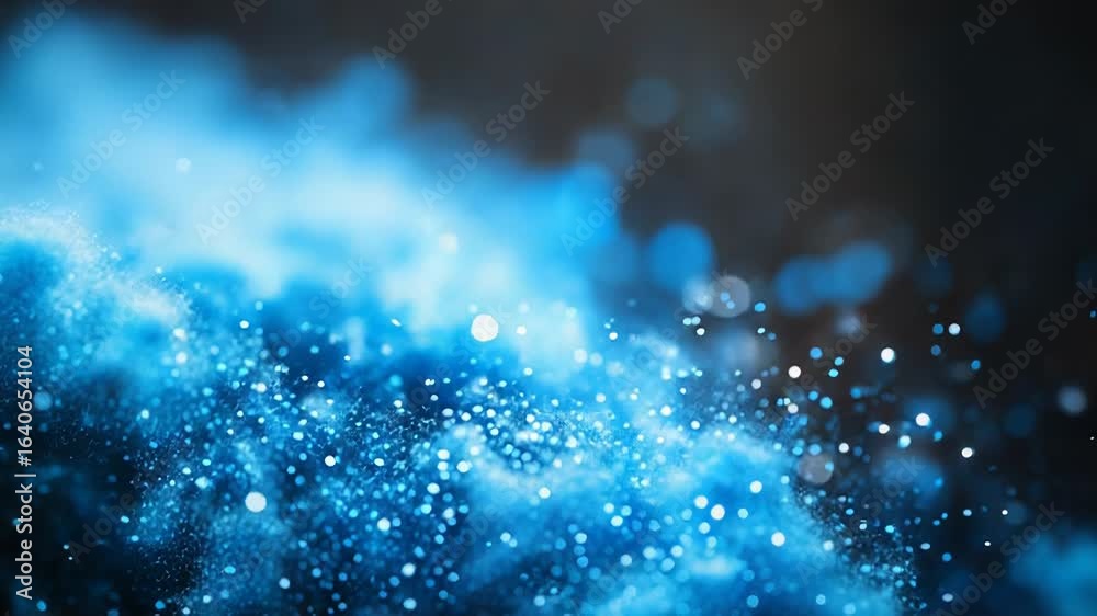 Canvas Prints abstract blue particles flowing and glowing in digital space