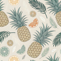 Pineapple seamless tropical pattern