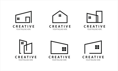 Set of minimalist house logo design. Minimalist bundle logo